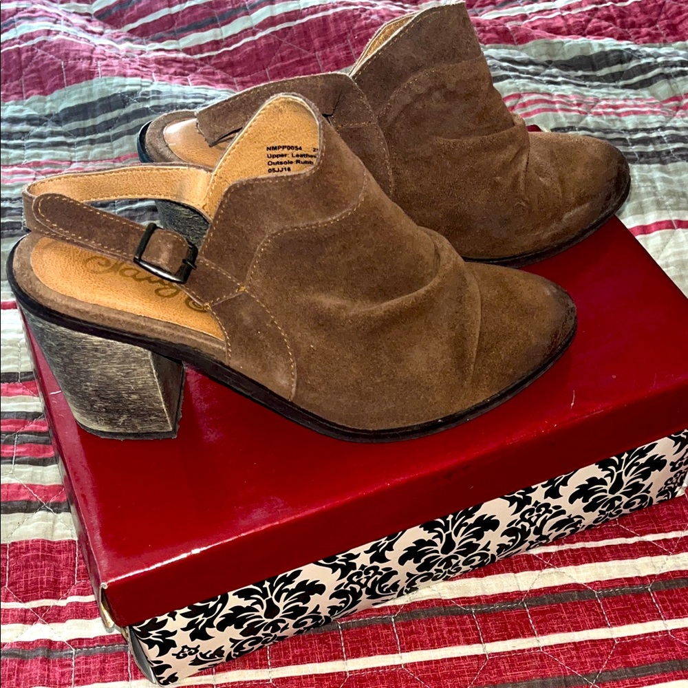 Naughty Monkey Brown Suede Mules